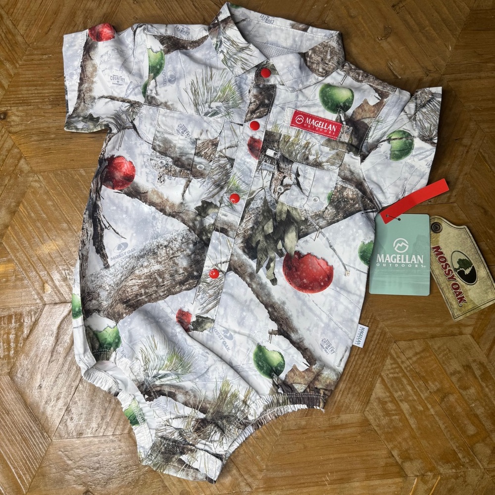 Magellan Holiday Collection snap button down onesie shirt baby